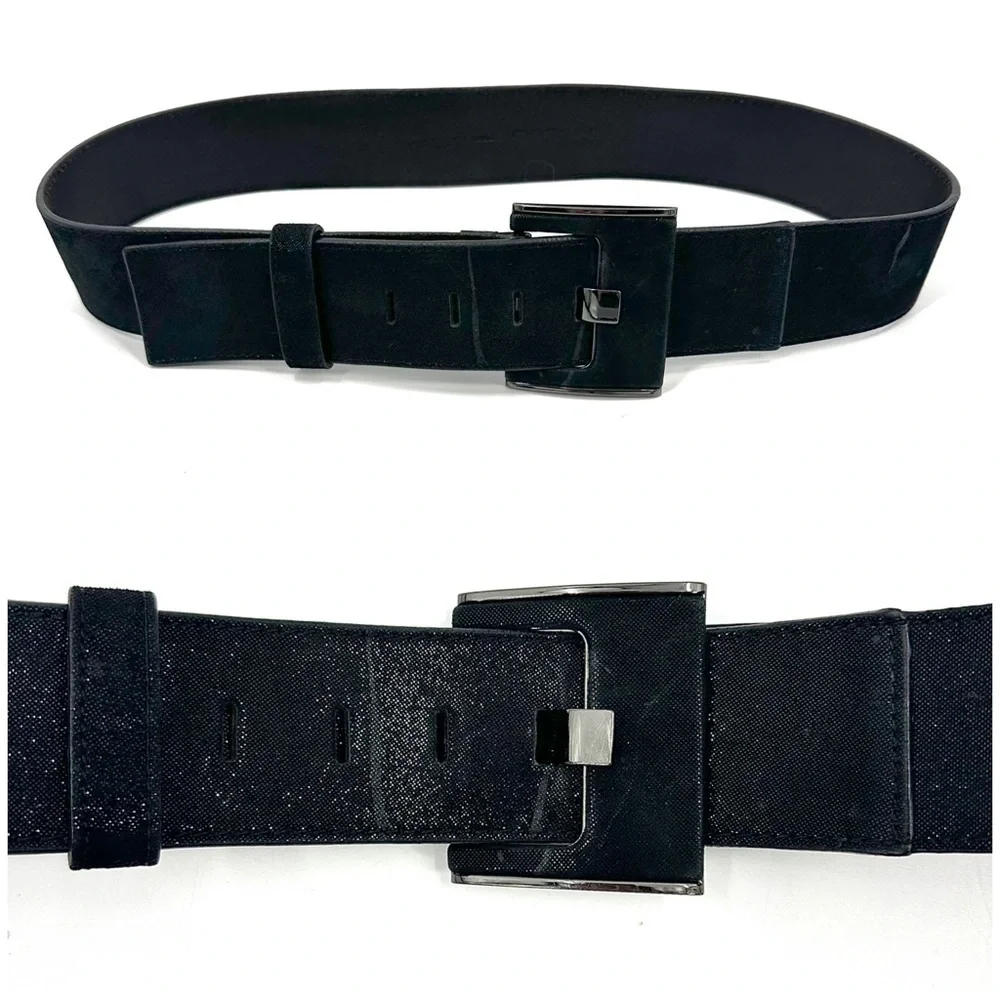 Chicos Belt Womens Medium Leather Metallic Shiny Capsule Minimalist Classic